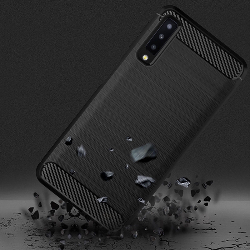 Ốp Lưng Samsung Galaxy A7 2018 Chống Sốc Hiệu Likgus Cao Cấp được làm bằng chất liệu TPU mền giúp bạn bảo vệ toàn diện mọi góc cạnh của máy rất tốt lớp nhựa này khá mỏng bên ngoài kết hợp thêm bên trên và dưới dạng carbon